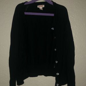 Cat & Jack Black Cardigan Sweater Classic Knit Size 7/8 M